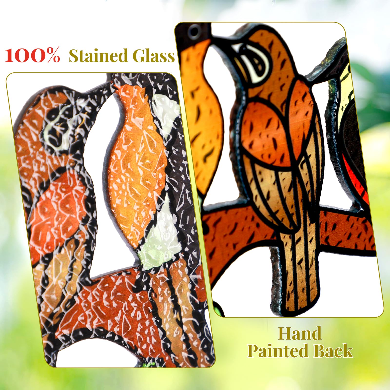 Huray Rayho close-up of painted bird feathers highlighting handcrafted detail benefit