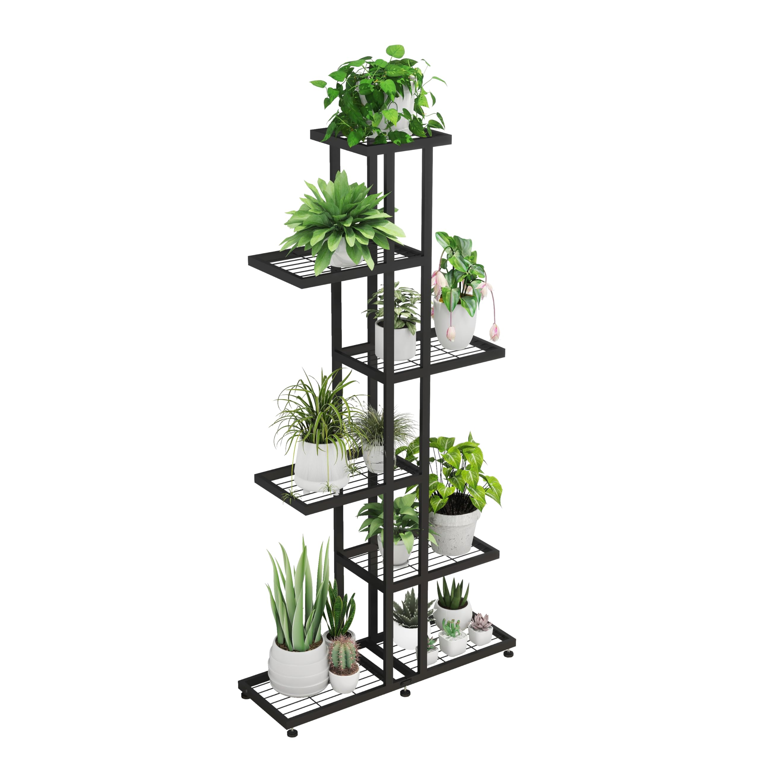 HusDream front view of 6-tier metal plant stand showing stable display benefit