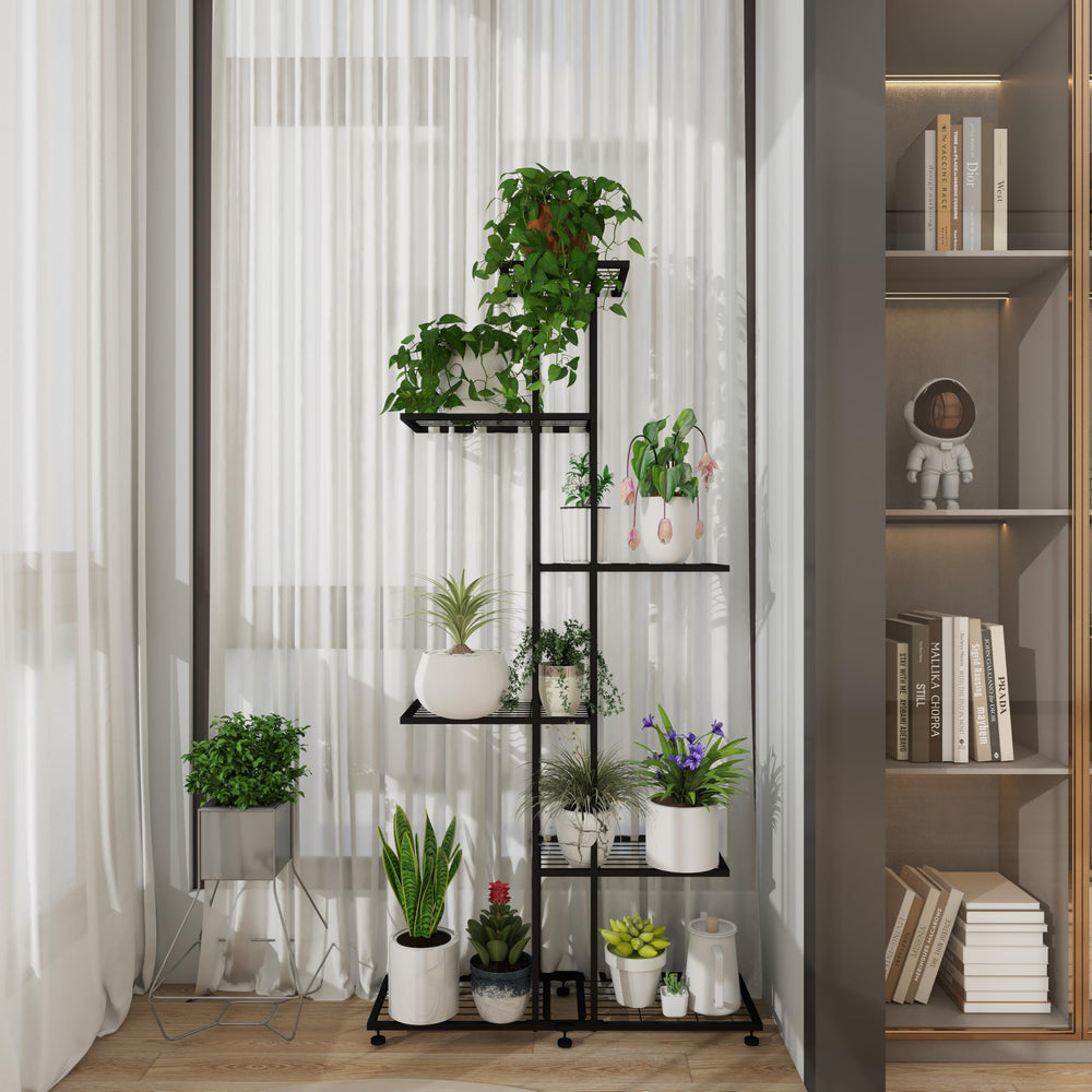 HusDream plant stand on balcony showing decorative outdoor use benefit