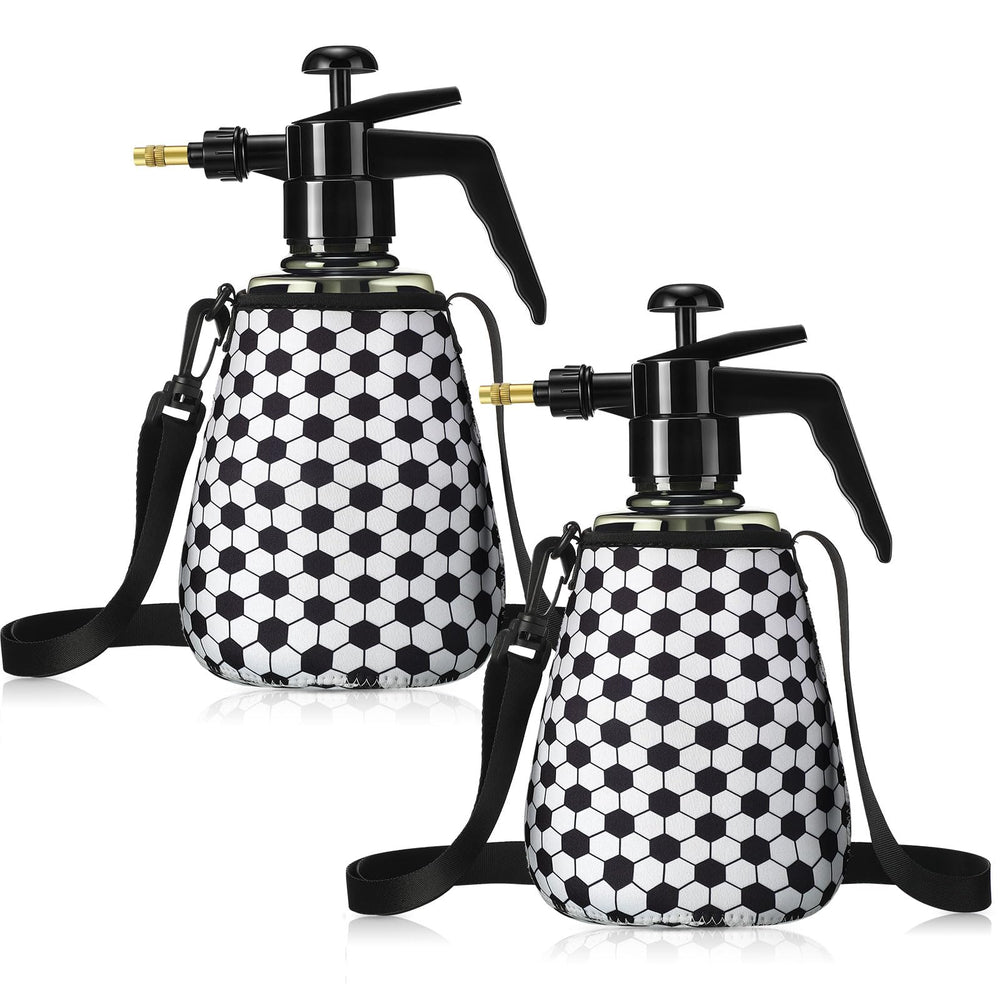 Hushee front view showing soccer sleeve and full bottle, convenient cooling on the go