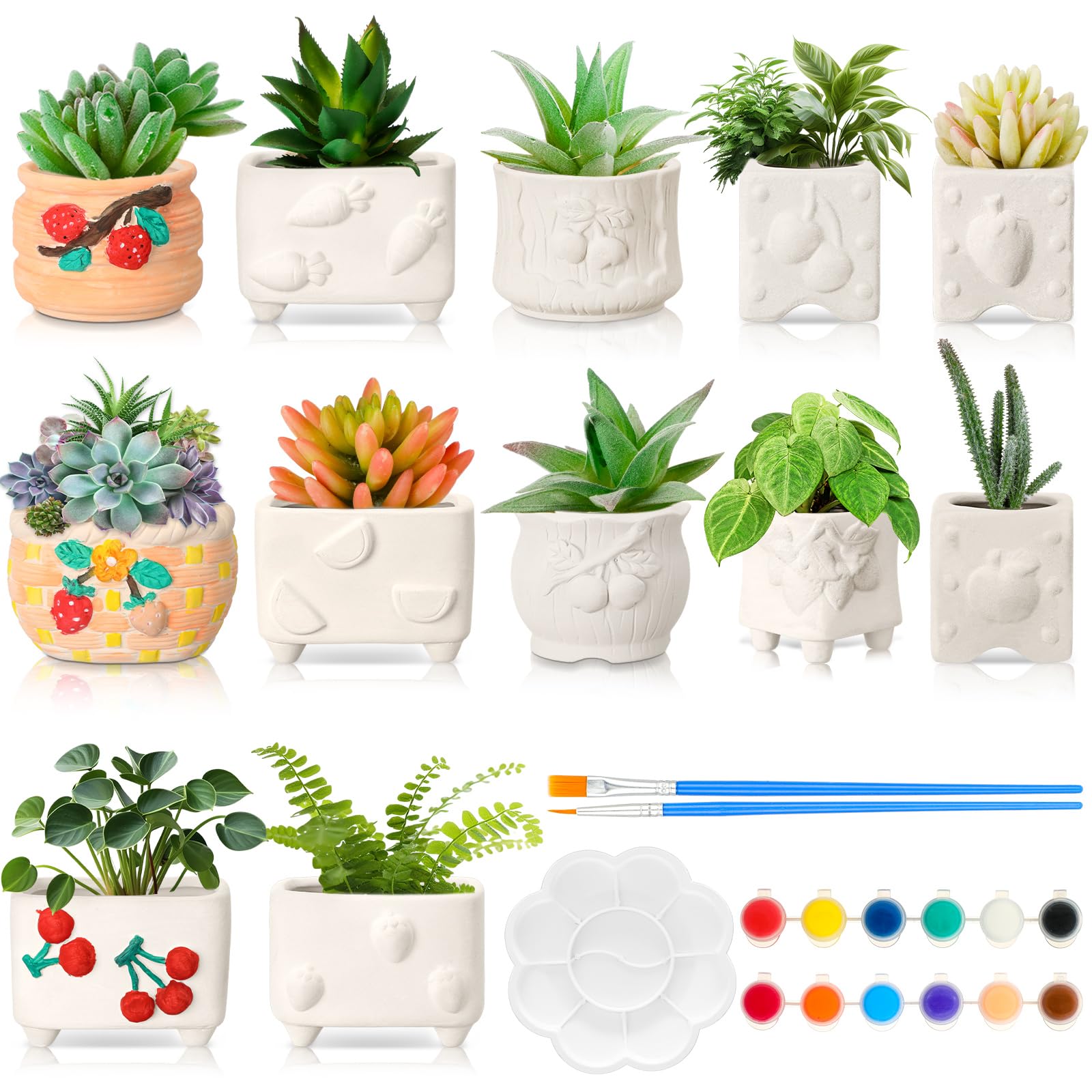 Hushee fruit planters front display showing all twelve pots and colors, inspiring creativity
