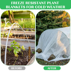 Hushee cover draped over vegetable bed protecting seedlings from frost and pests