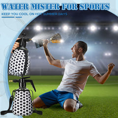 Hushee mister in use on soccer field, quick cooling during play