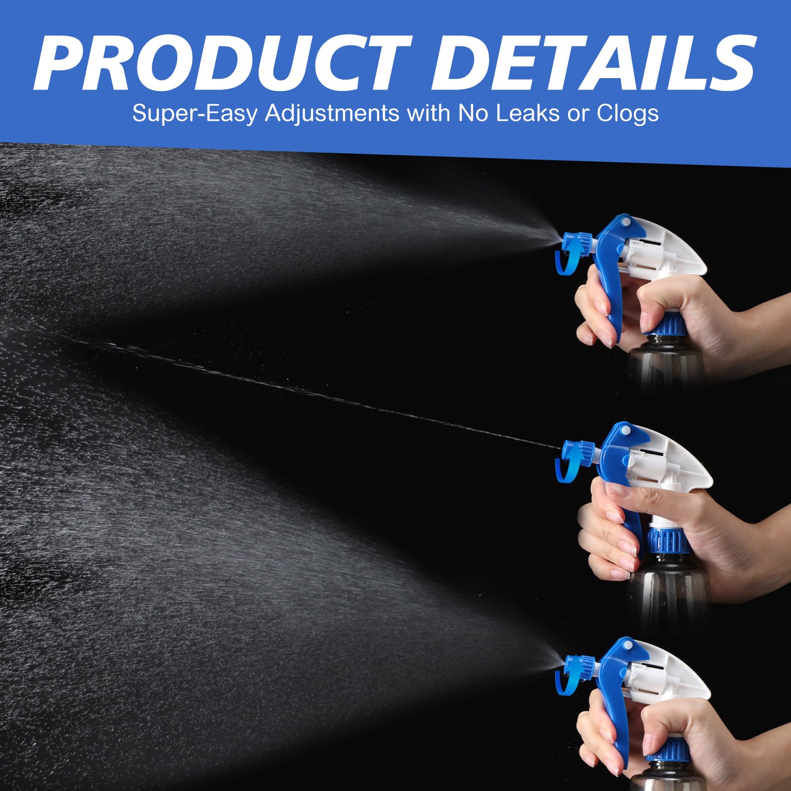 Hushee nozzles fitted on glass and plastic bottles for universal compatibility