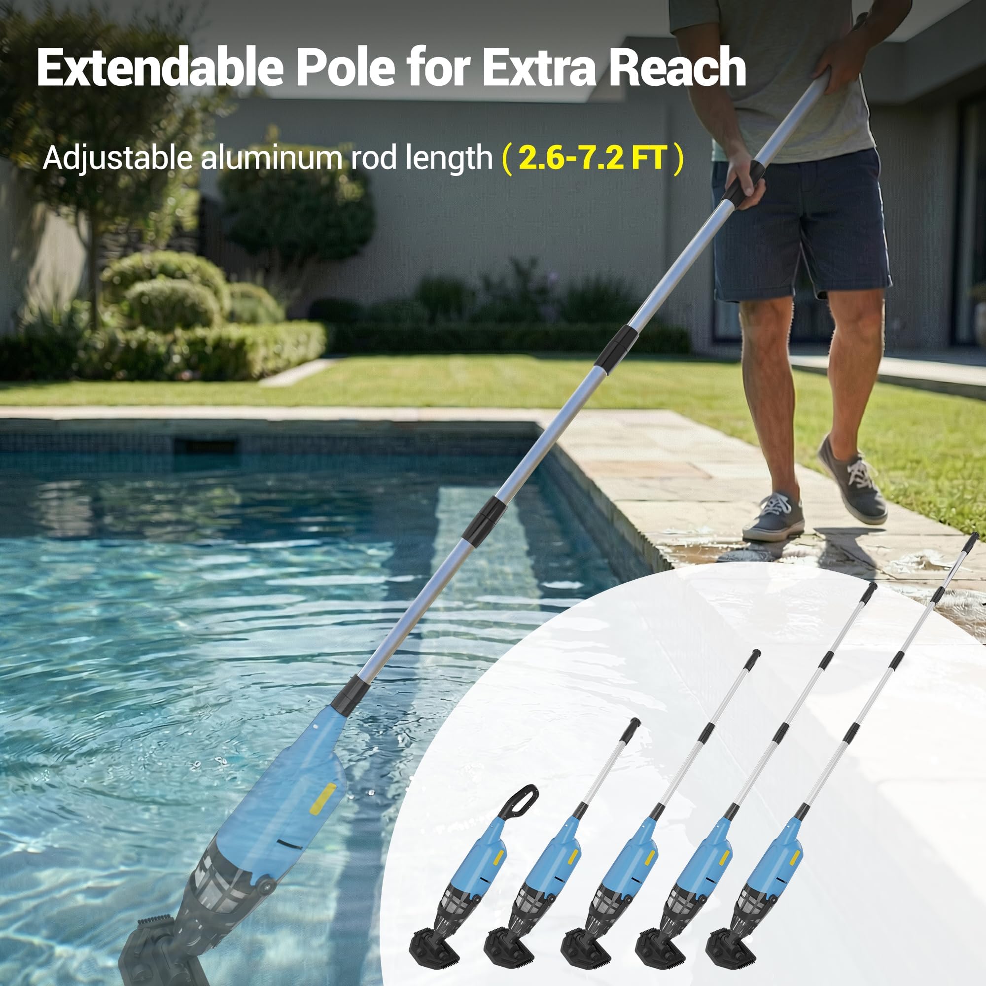 HUSHLIGHT vacuum cleaning pool floor in use for fast debris removal benefit