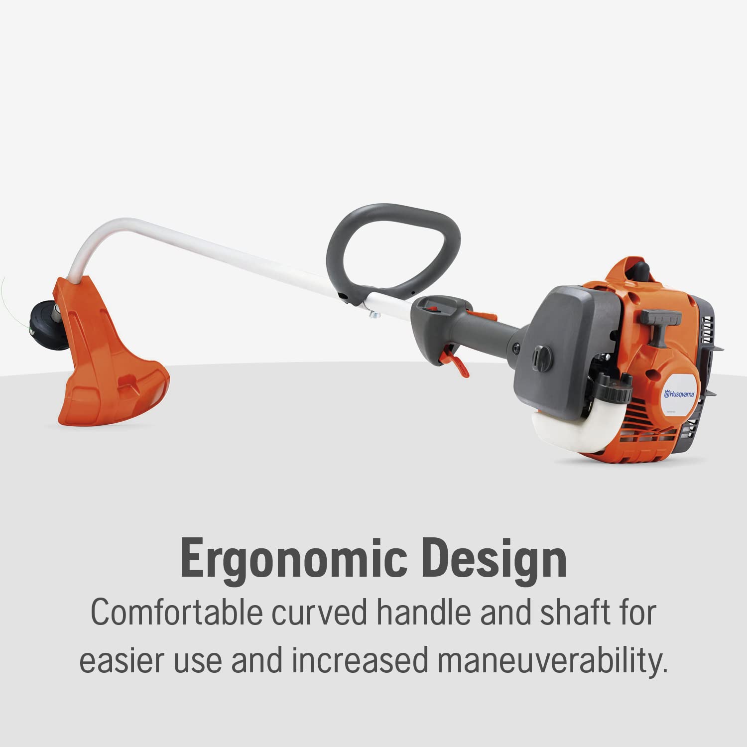 Husqvarna curved shaft detail improving reach and trimming control
