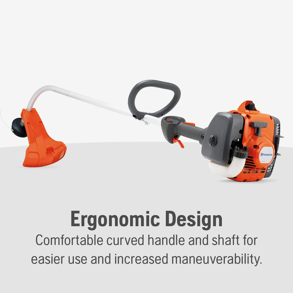 Husqvarna curved shaft detail improving reach and trimming control