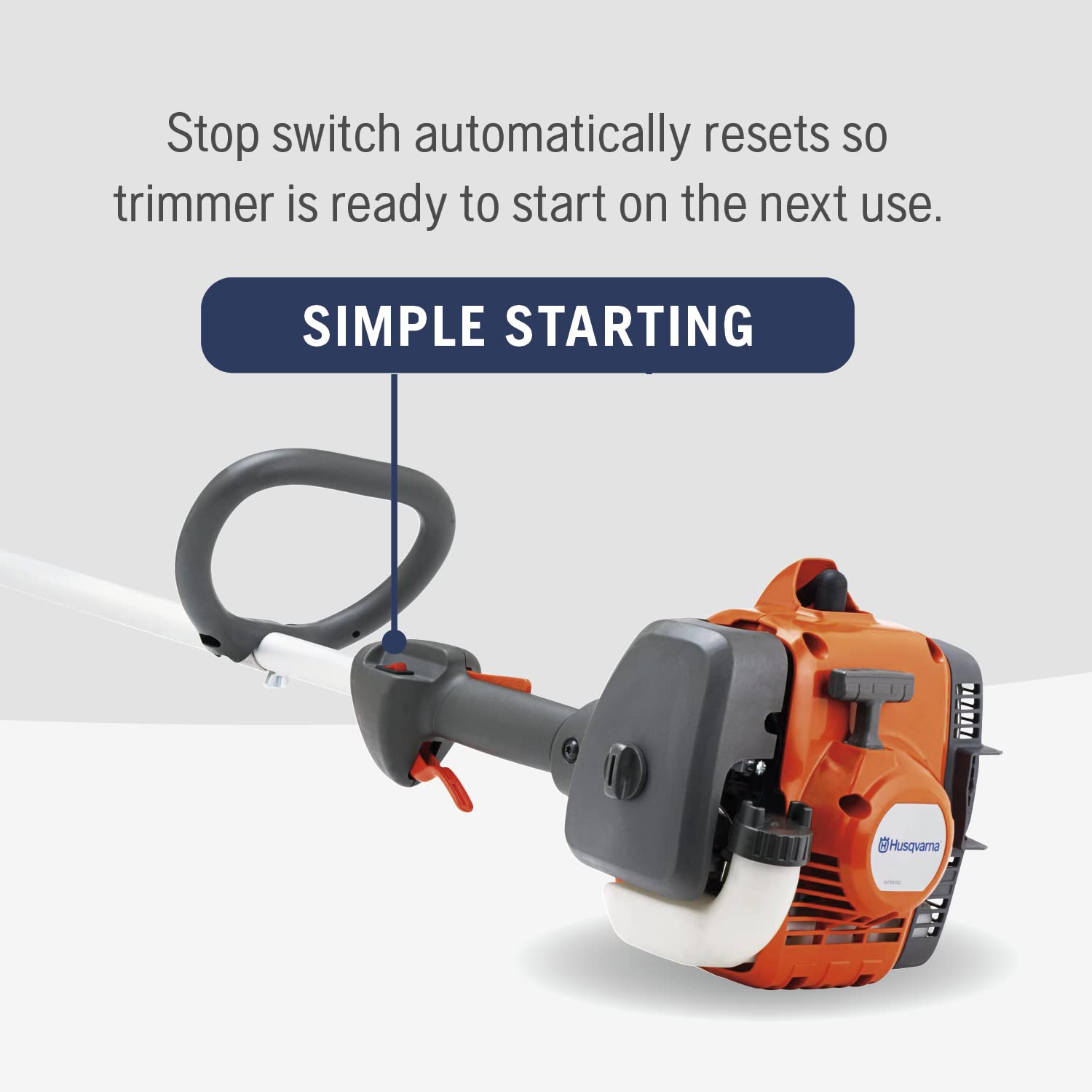 Husqvarna Tap N' Go trimmer head close-up for quick line feed benefit