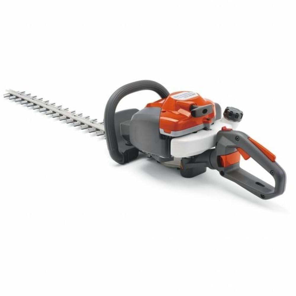 Husqvarna 122HD60 front view showing blade and ergonomic handle for comfortable trimming