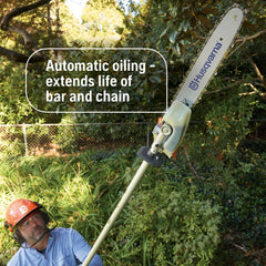 Husqvarna quick-attach connection detail showing easy attachment swaps