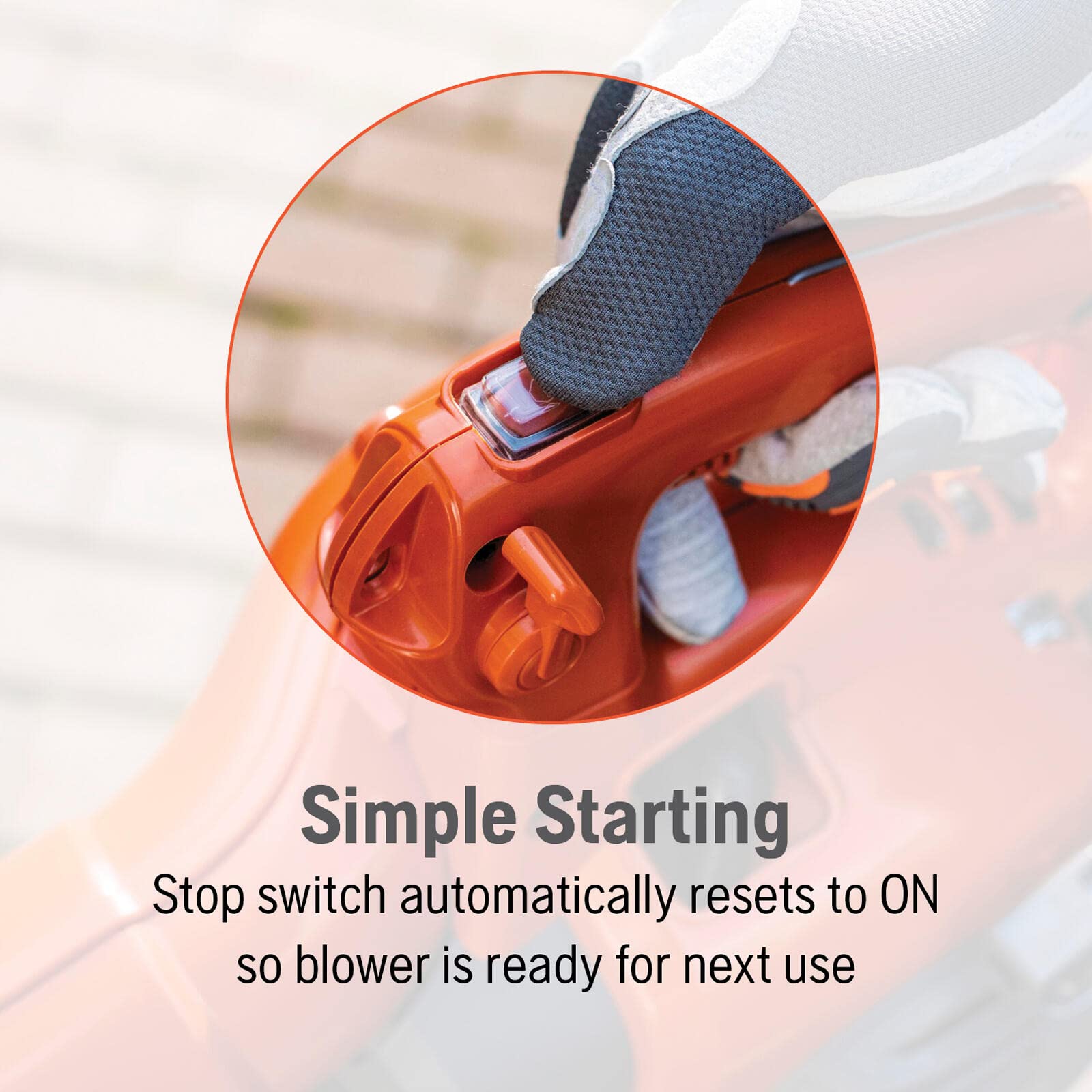 Husqvarna 125B in use on driveway for fast debris clearing