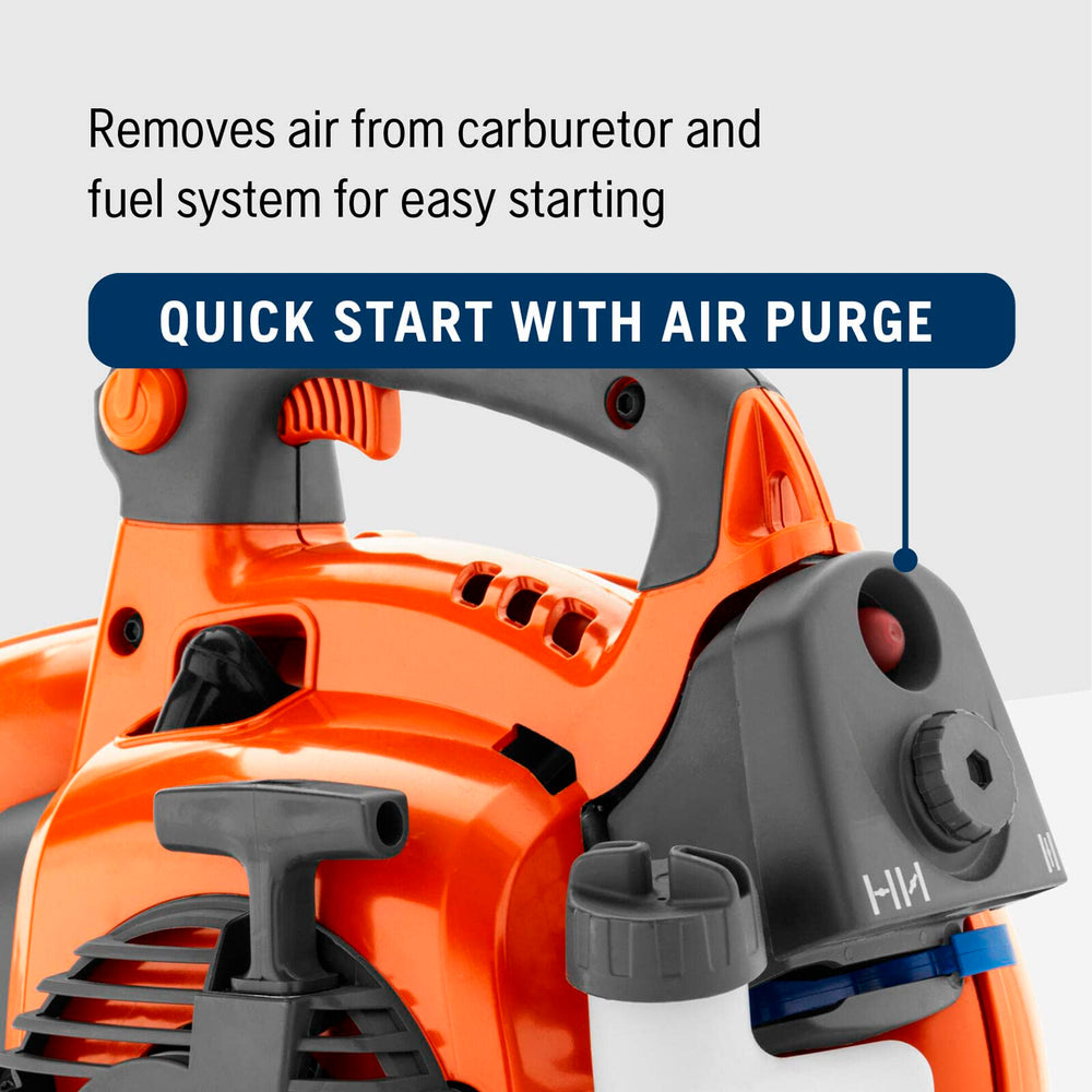 Husqvarna flare nozzle closeup focusing airflow concentration benefit