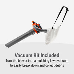 Husqvarna vac-kit attached showing conversion to vacuum function