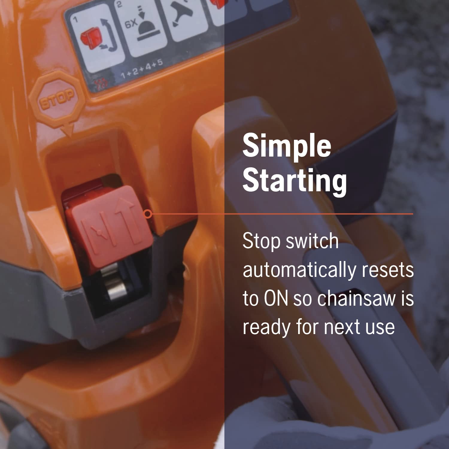 Husqvarna 130 beside a ruler to show scale and portability for homeowners