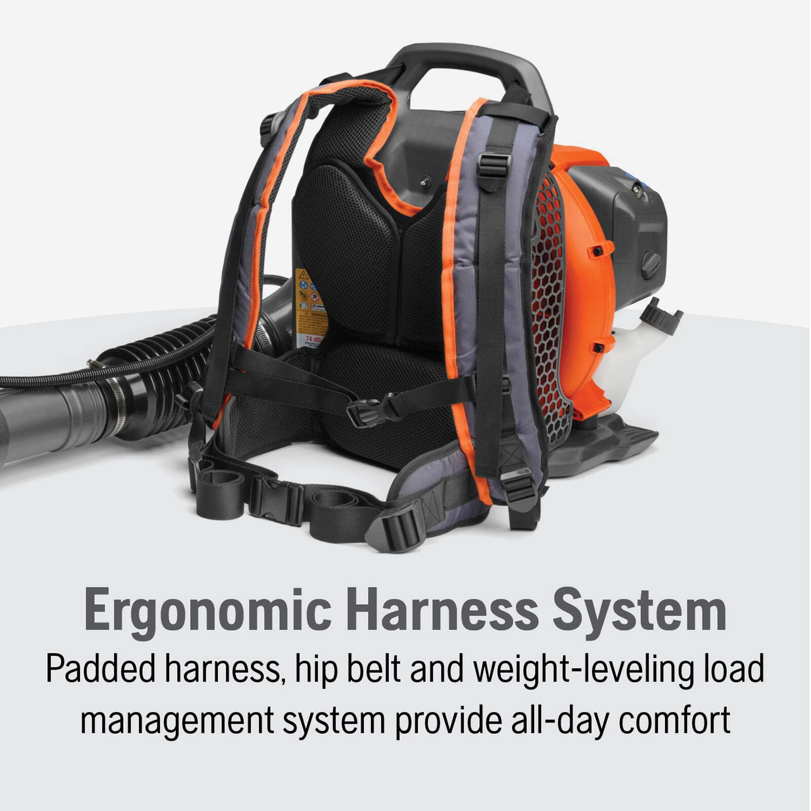 Husqvarna product label showing specs and easy-reference information