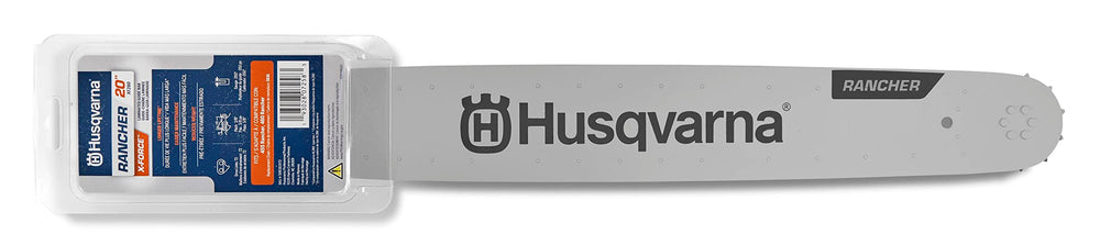Husqvarna 20-inch Rancher bar front view showing clean edge and fit for durability