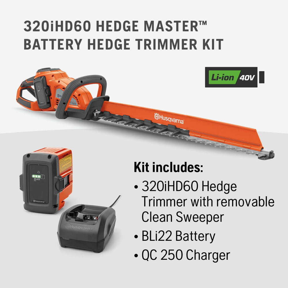 Husqvarna scale comparison beside a person showing reach and ergonomic size