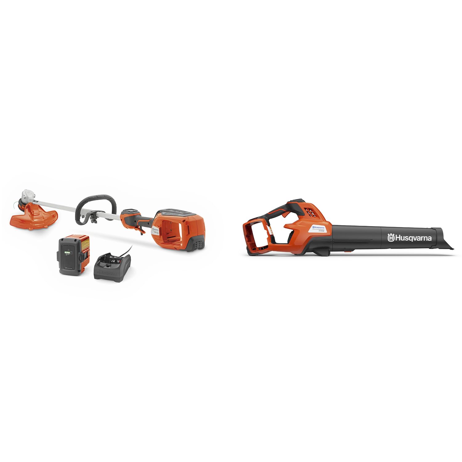 Husqvarna 320iL and 230iB front view showing compact cordless bundle and ergonomic design