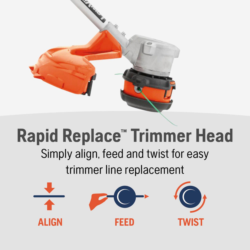 Husqvarna 320iL trimming lawn edge to demonstrate clean, precise cutting benefit
