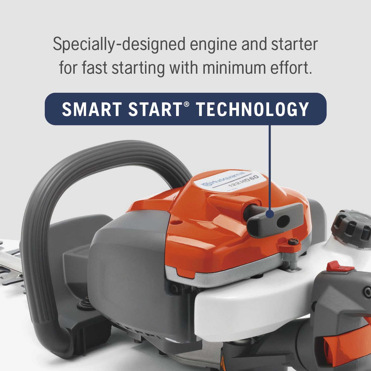 Husqvarna trimmer in use trimming hedge tops for efficient yard shaping