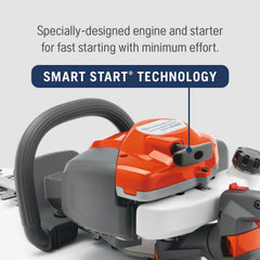 Husqvarna trimmer in use trimming hedge tops for efficient yard shaping