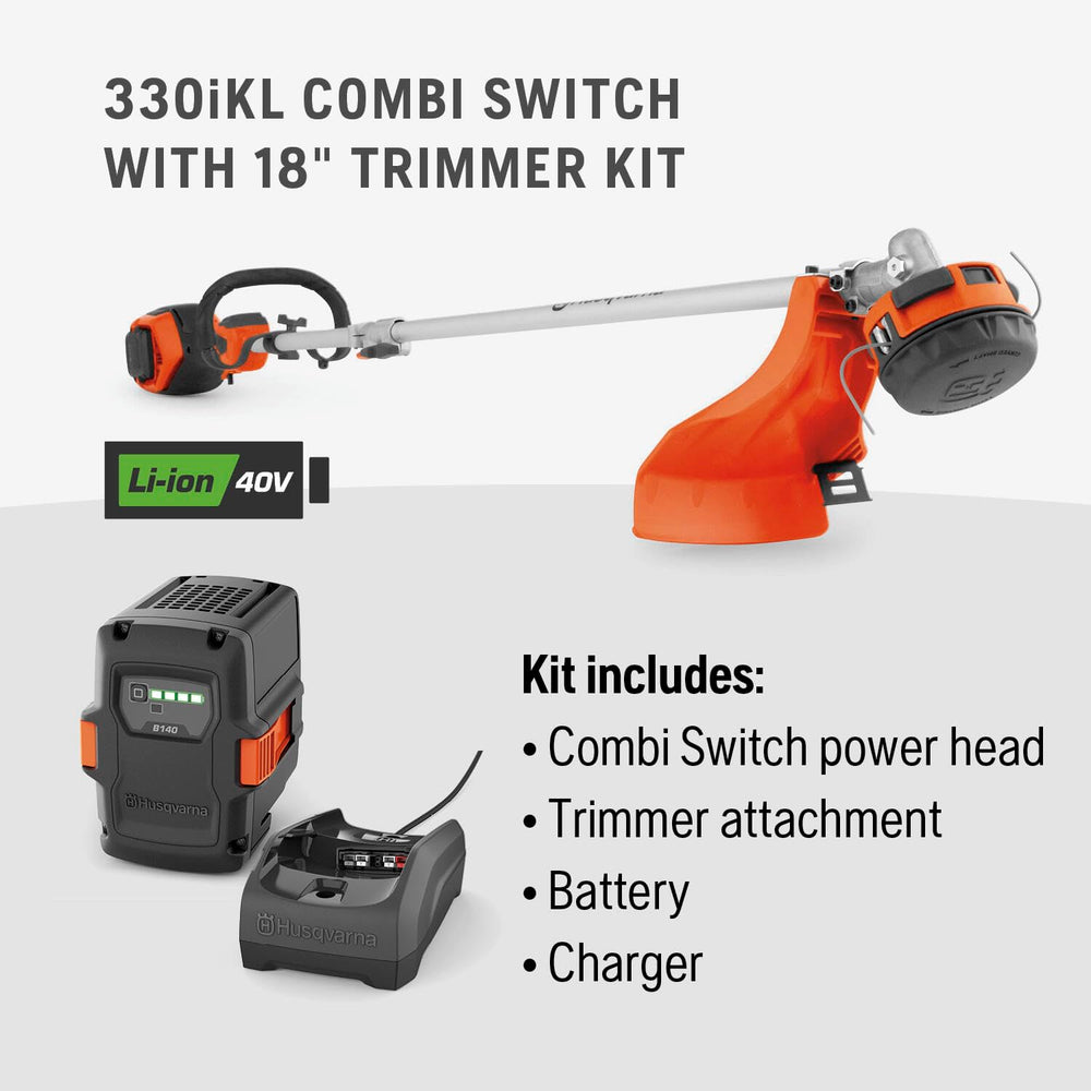Husqvarna in garden lifestyle scene demonstrating quiet cordless use