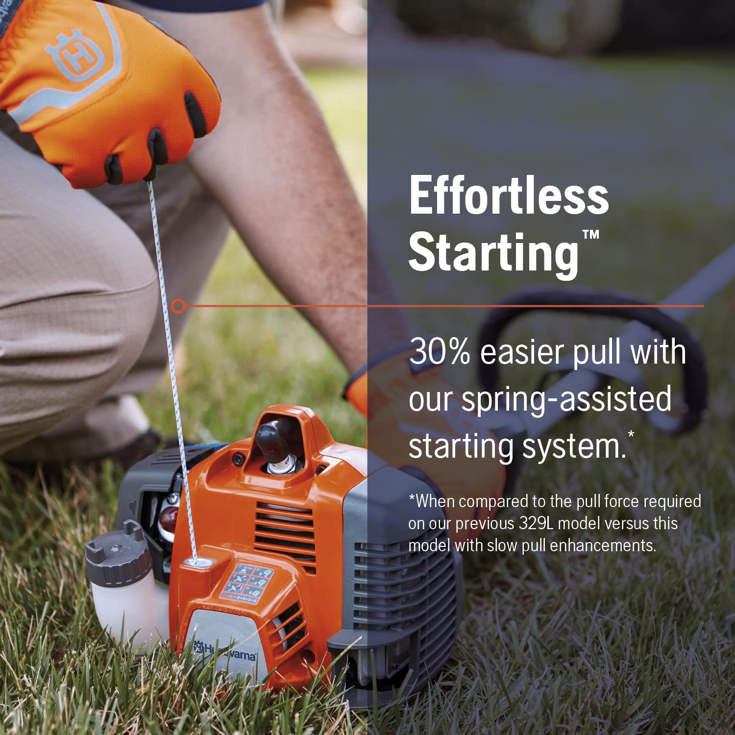 Husqvarna Rapid Replace head close-up illustrating quick line reload benefit