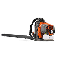 Husqvarna 350BT front profile showing blower and balanced harness benefit