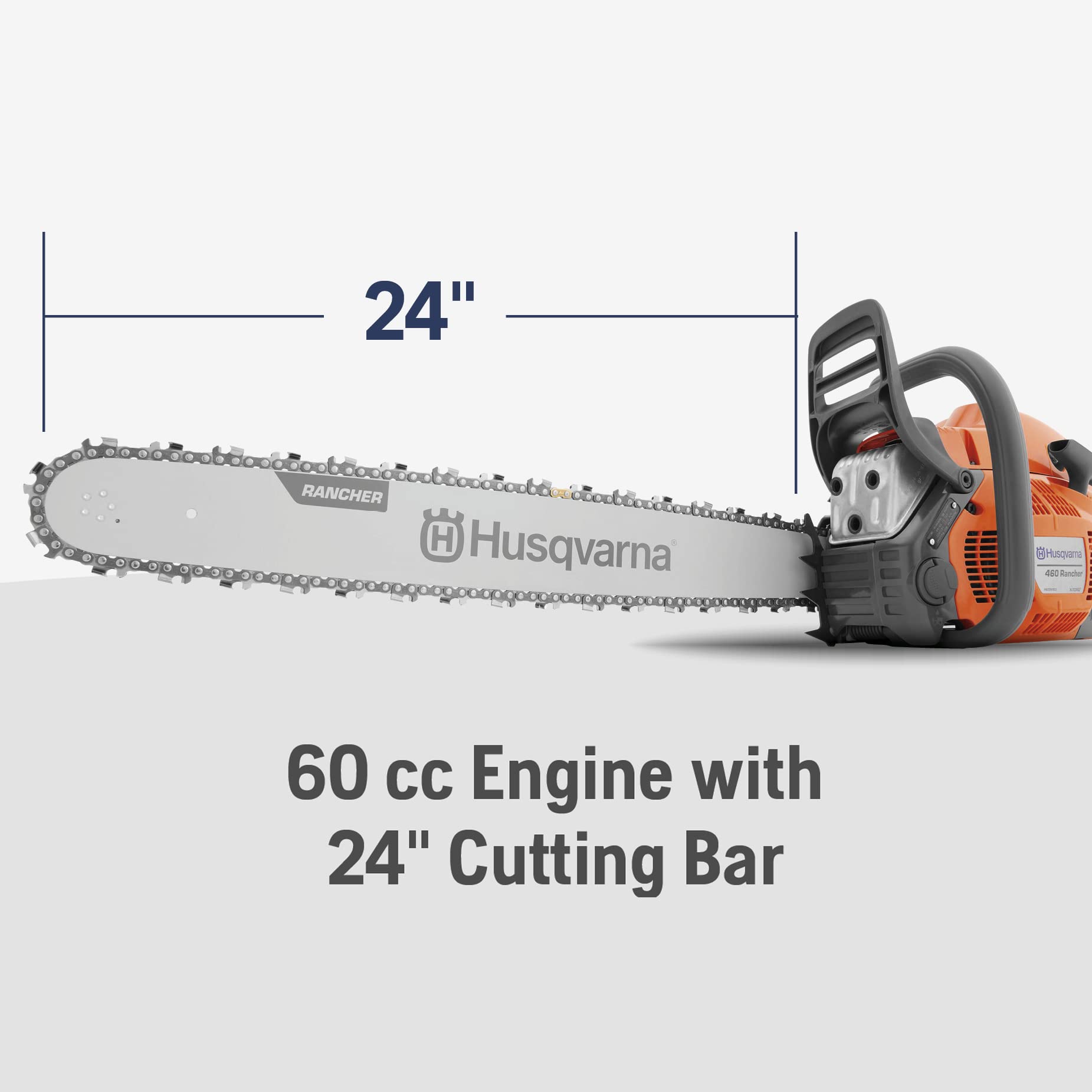 Husqvarna 460 side label highlighting model and easy access controls