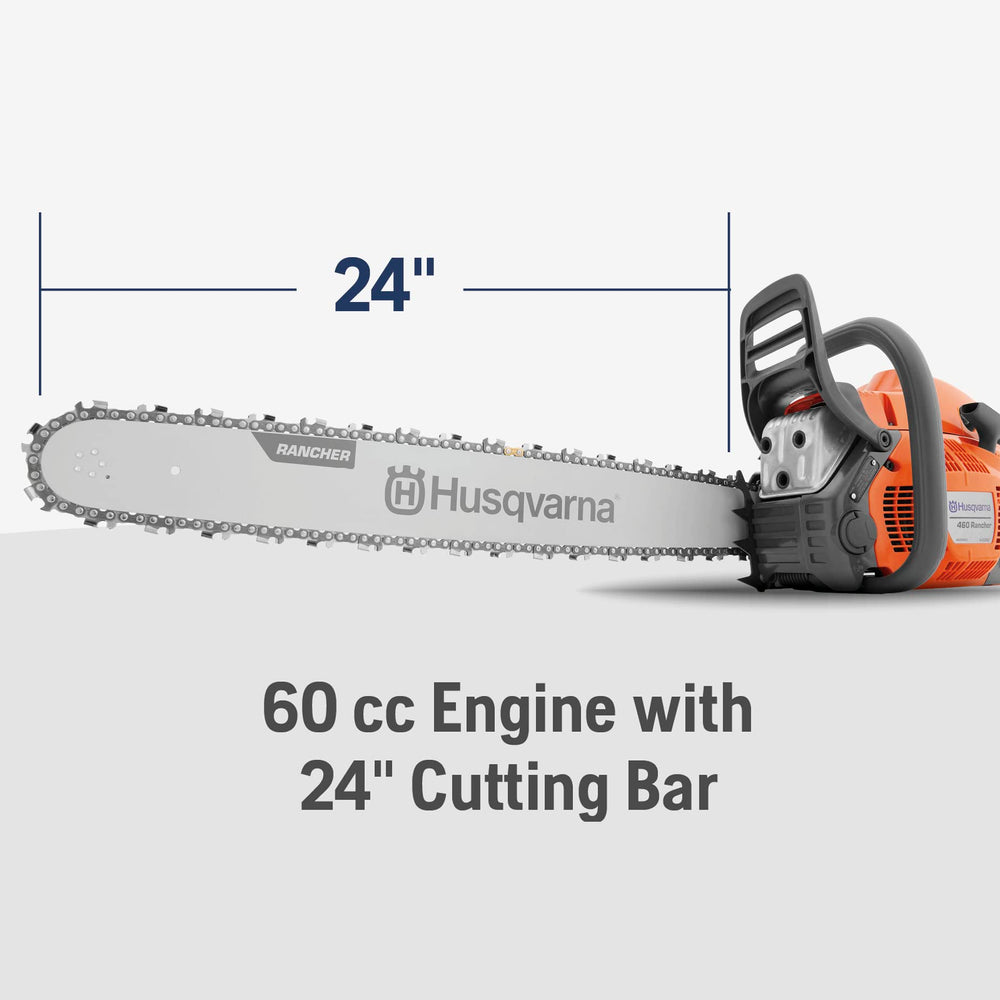 Husqvarna 460 side label highlighting model and easy access controls