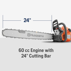 Husqvarna 460 side label highlighting model and easy access controls