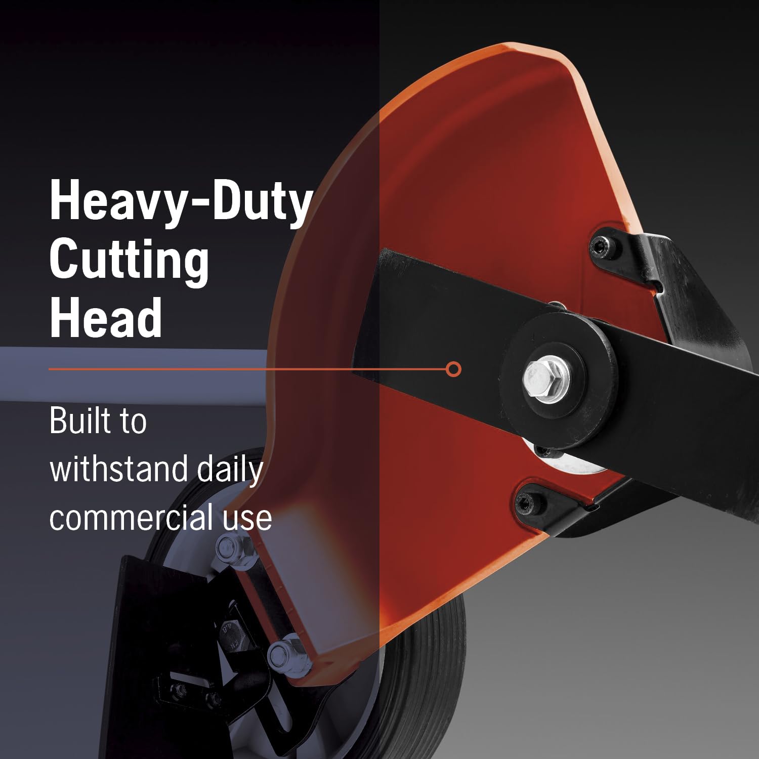 Husqvarna edger head detail showing durable blade for clean, consistent cuts