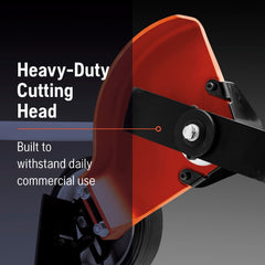 Husqvarna edger head detail showing durable blade for clean, consistent cuts