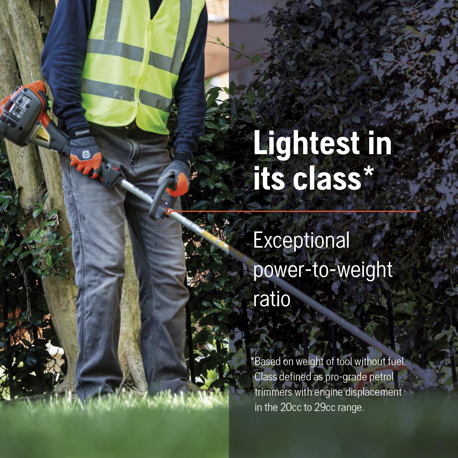 Husqvarna 525L Tap-n-Go head close-up for fast line feed and less downtime