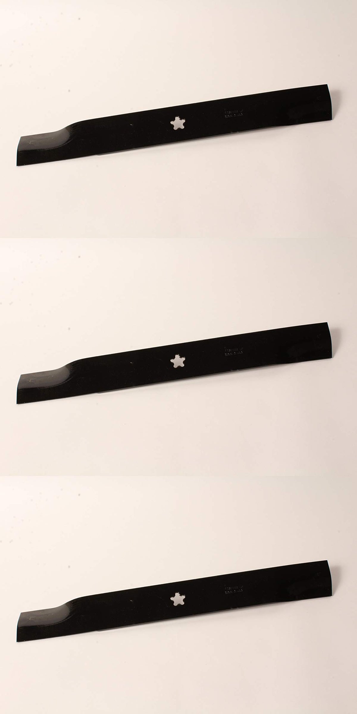 Husqvarna three-pack blades front view showing fit and OEM finish for reliable replacement
