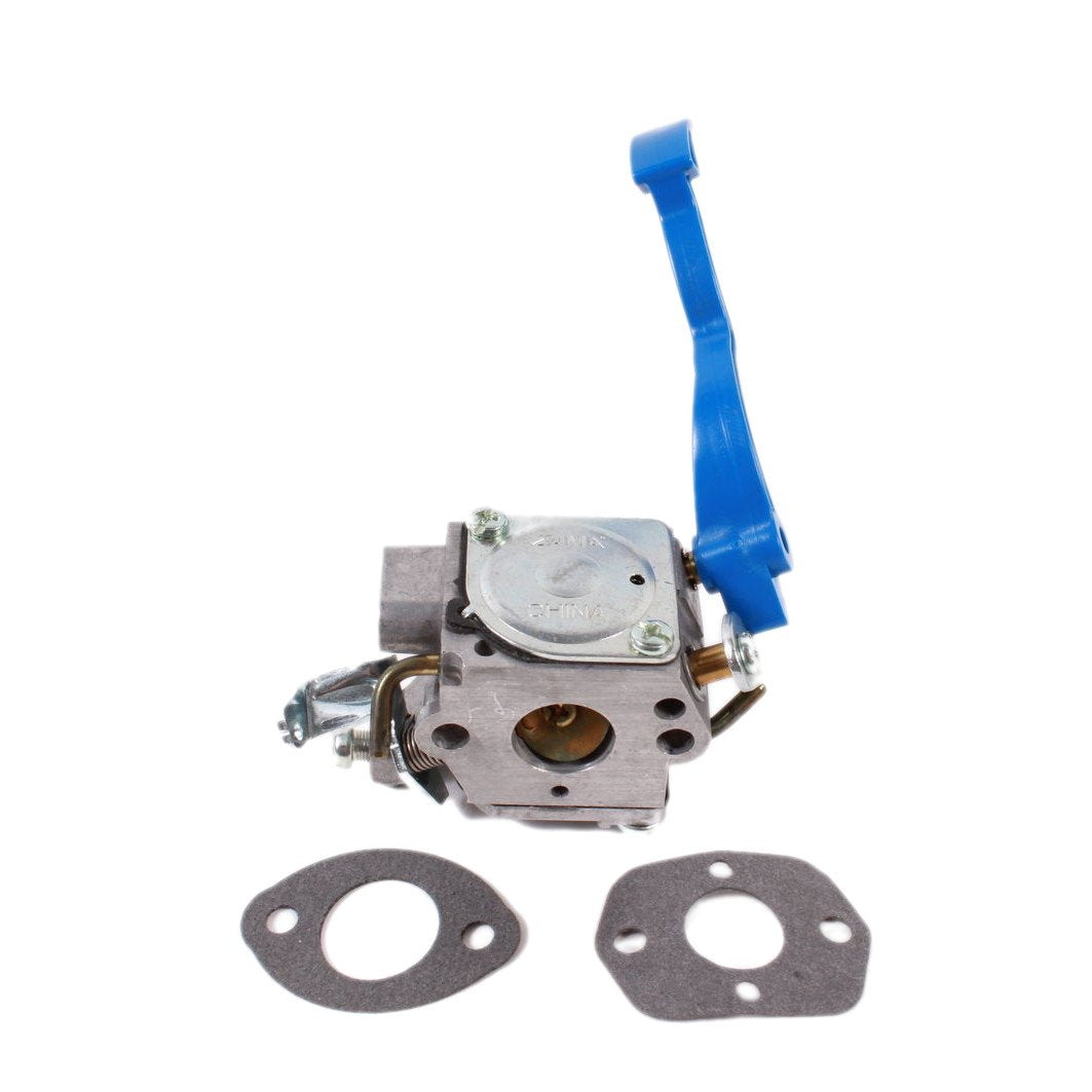 Husqvarna front view of carburetor showing ports and mounting for precise replacement