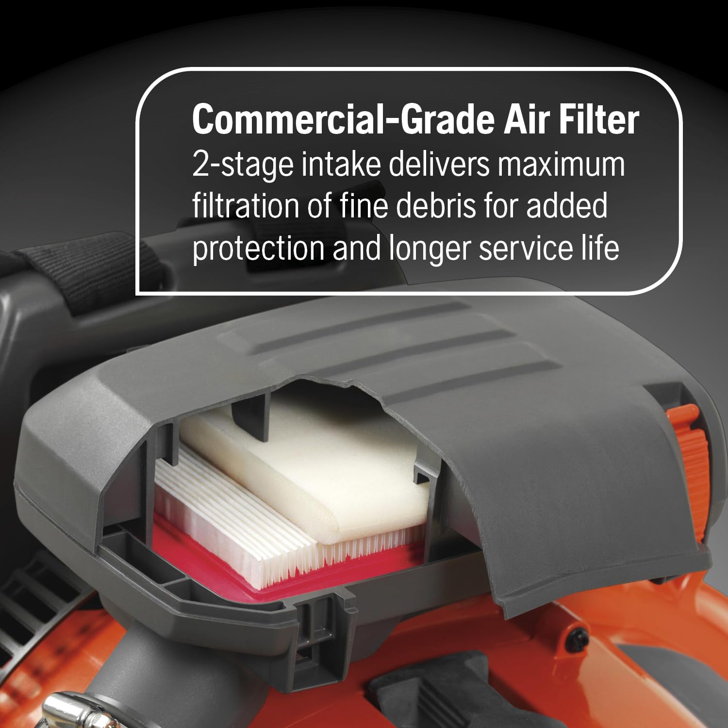 Husqvarna quick-access air filter for longer service intervals and reliability