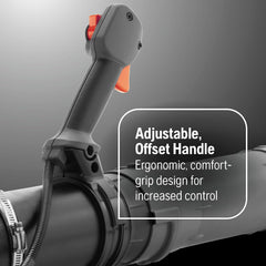 Husqvarna engine closeup of 66cc X-Torq motor highlighting efficient power
