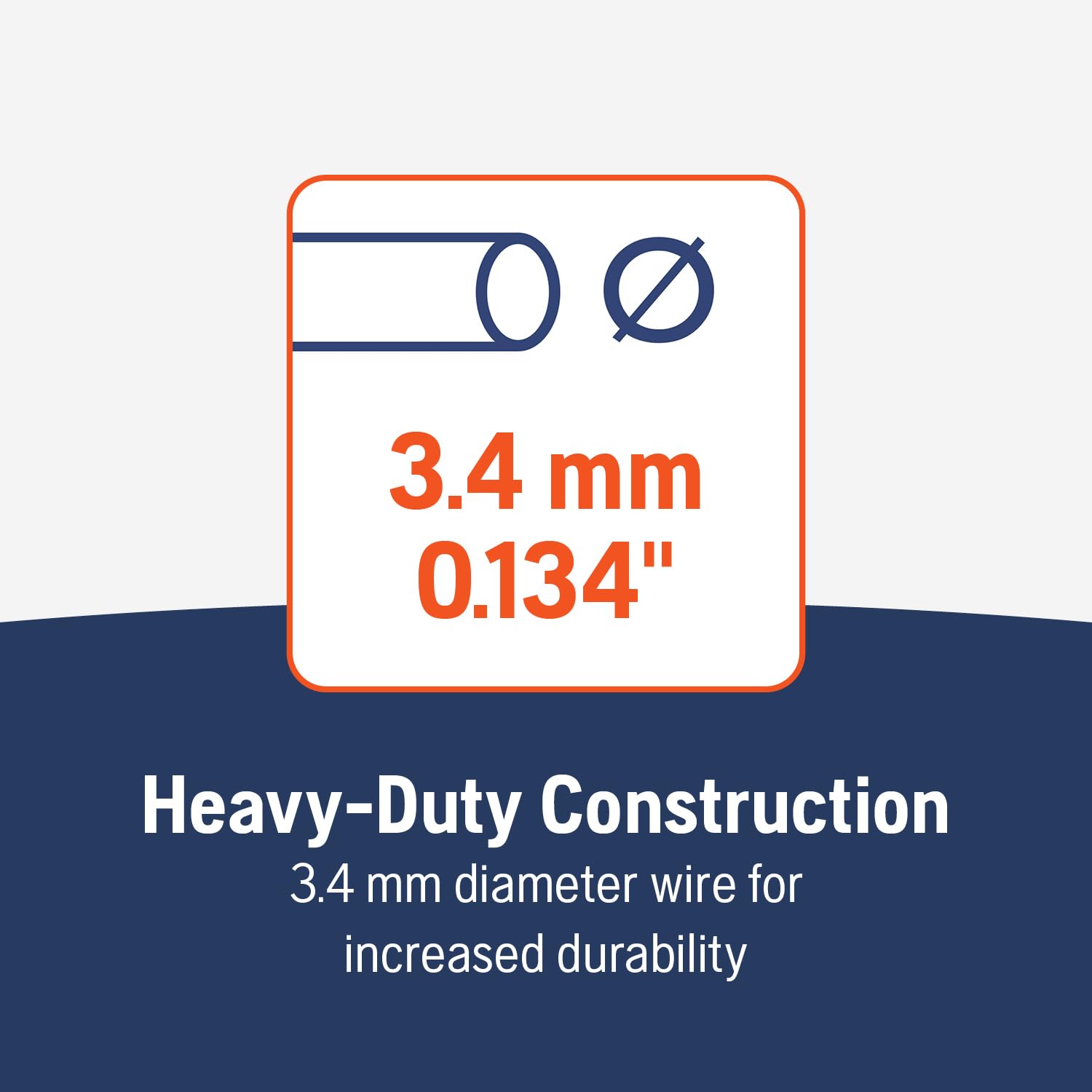 Husqvarna cable end showing 3.4mm thickness for increased cut resistance