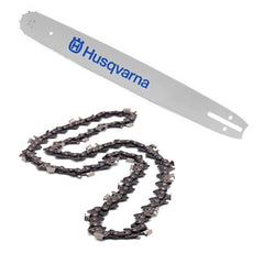 Husqvarna 20-inch bar and chain front view showing fit and durability