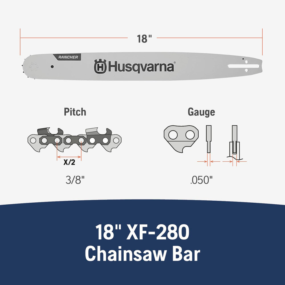 Husqvarna bar groove detail showing clean channel for chain seating and improved lubrication