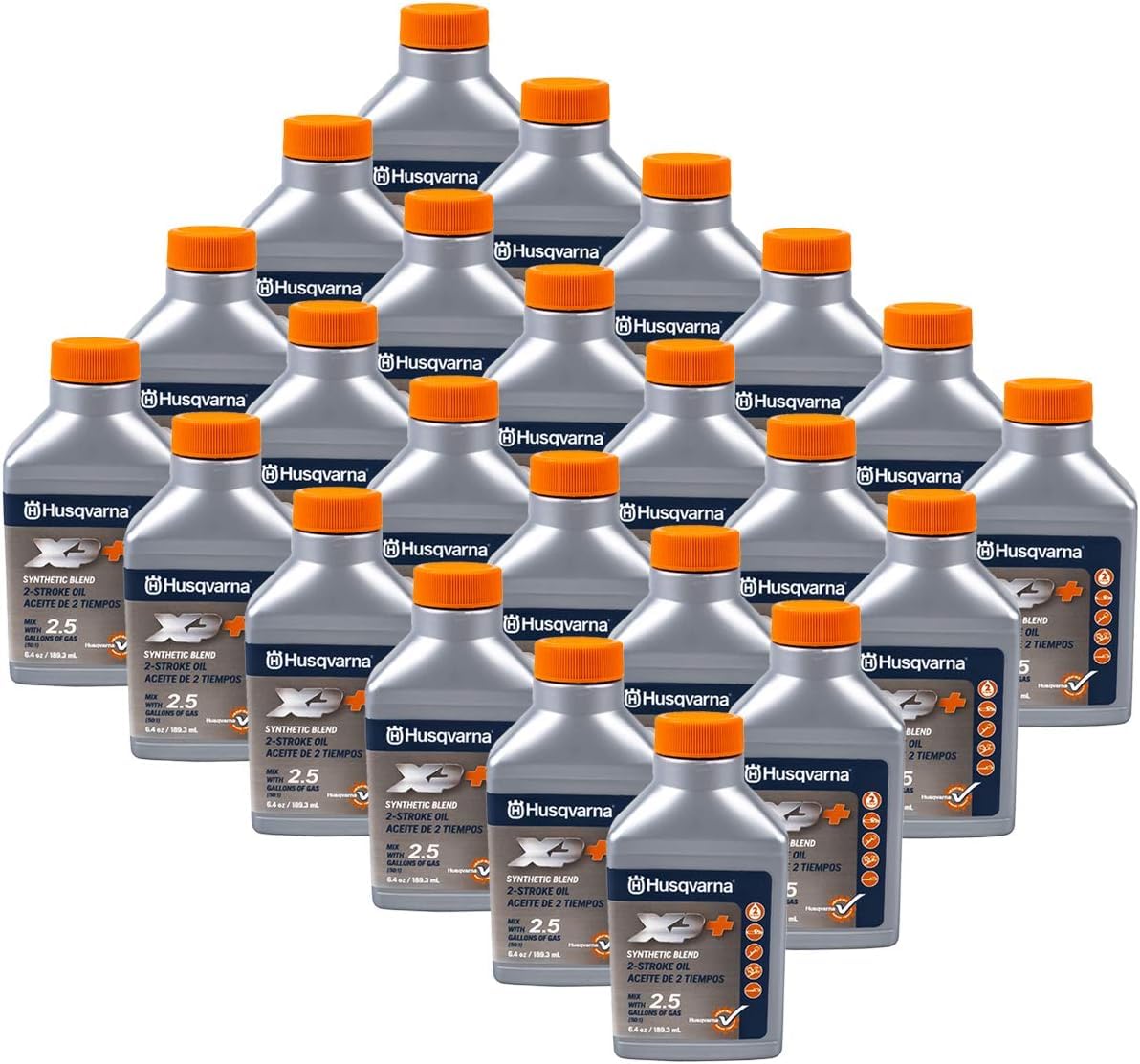 Husqvarna oil bottle being poured into fuel container demonstrating accurate mix
