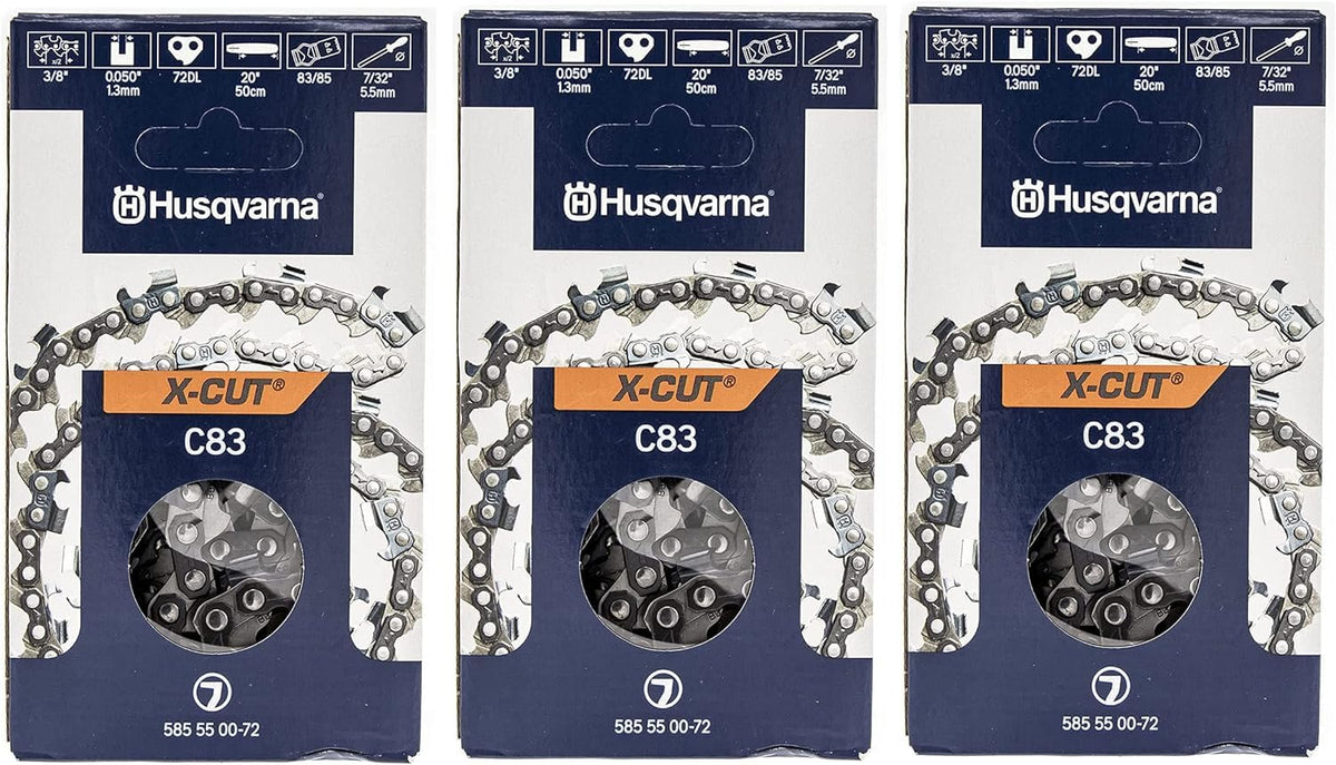 Husqvarna front view of three-pack packaging showing product identity and readiness