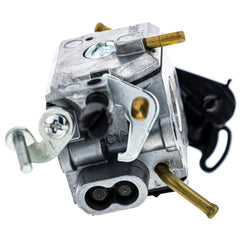Husqvarna carburetor mounting flange close-up showing bolt holes for accurate fitment