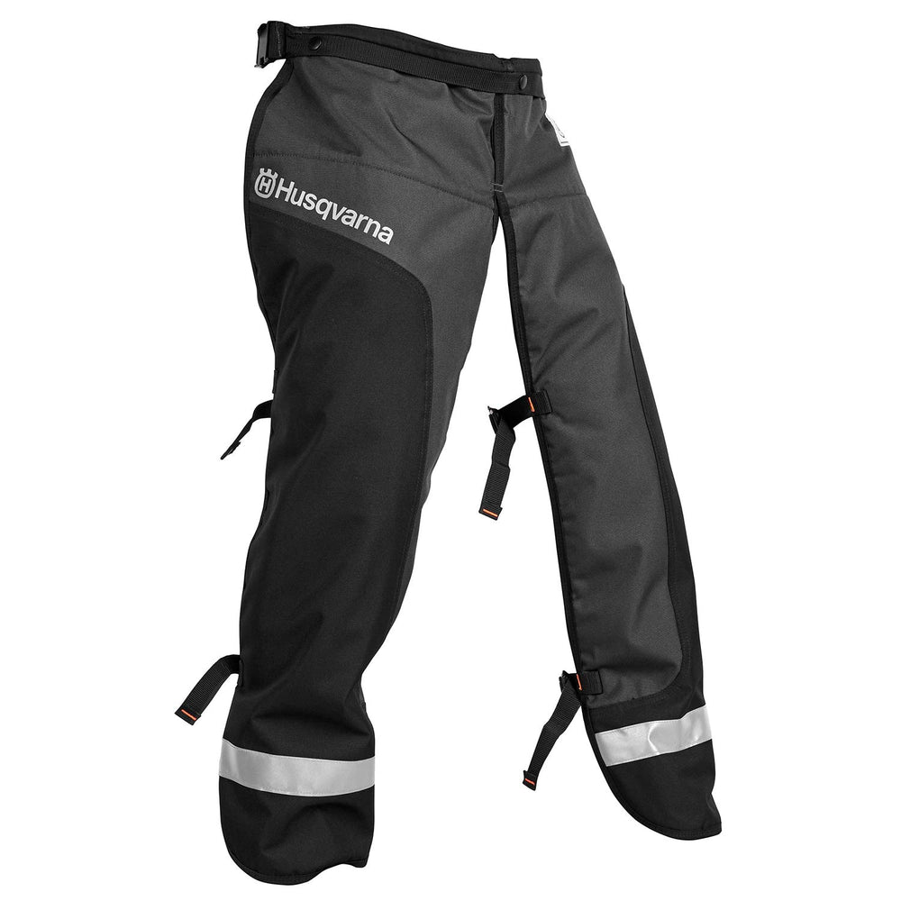 Husqvarna chaps closeup fabric layers showing protective Tek Warp design benefit