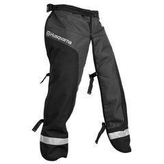 Husqvarna chaps closeup fabric layers showing protective Tek Warp design benefit
