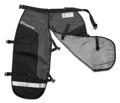 Close-up of Husqvarna Tek Warp protective layers showing cut-retardant texture benefit