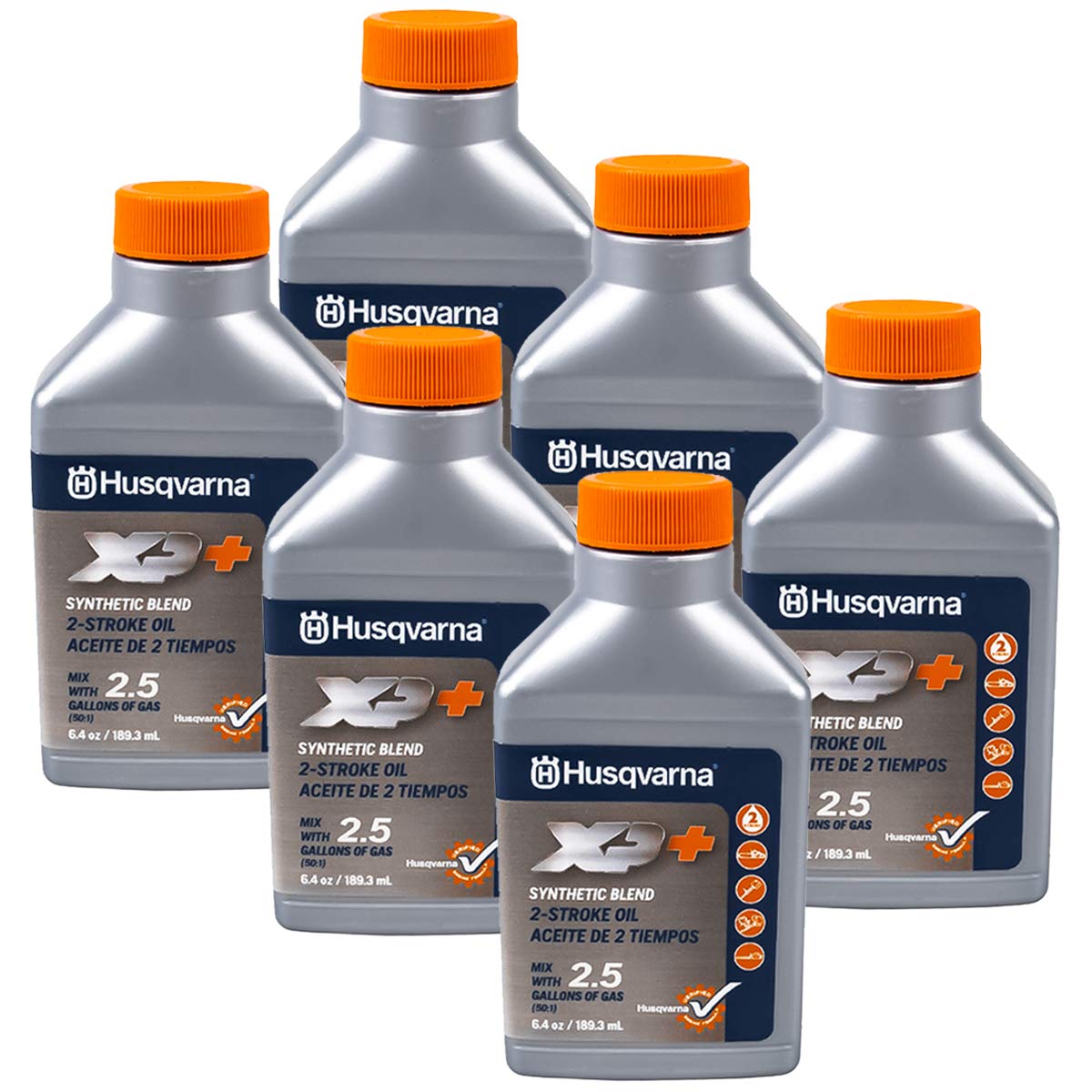 Husqvarna six-pack front packaging showing bottles and part number for convenient stock