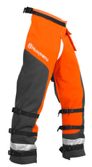 Husqvarna front view apron's protective fit and high-visibility safety