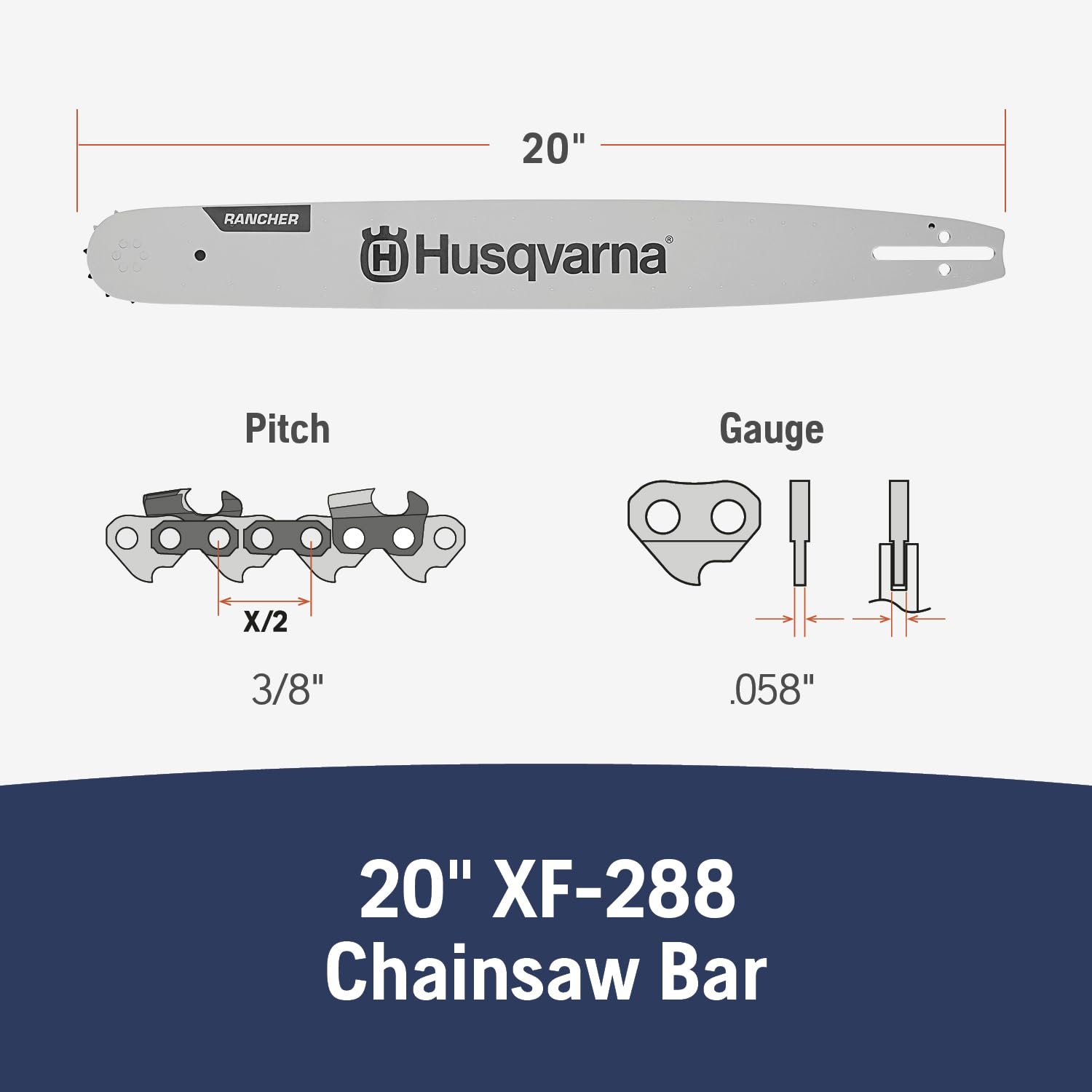 Husqvarna close-up of guide bar rail showing hardened edge for smoother cuts